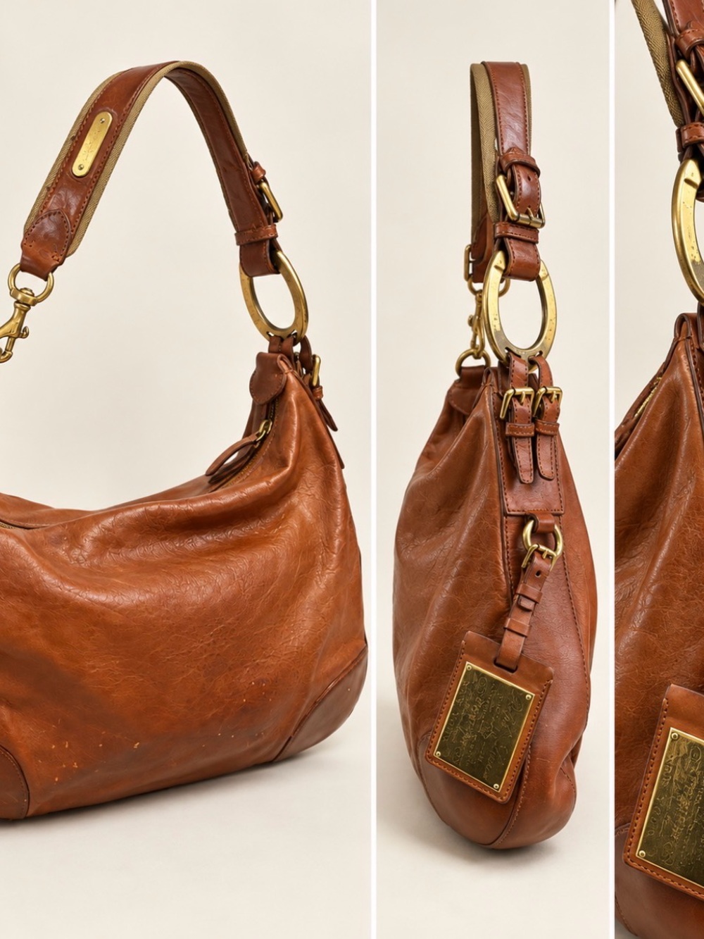 Ralph Lauren Leather Hobo Shoulder Bag - Brown